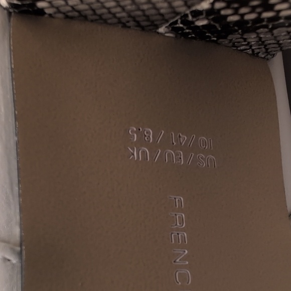 French Connection Women's Tess Zip Elegant White Ankle Boots with Snakeskin Heel - Picture 9 of 10